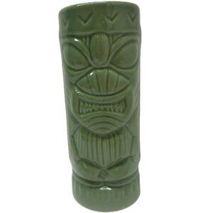 Vtg Tiki Hawaiian Cup Vase Ceramic Mug Green Double Sided Sang Kung B Decor